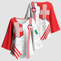 Italy Piedmont Kimono Sleeve Blouse Map With Flag Style - Wonder Print Shop