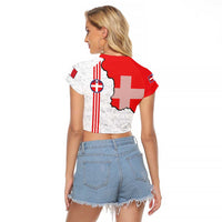 Italy Piedmont Raglan Cropped T Shirt Map With Flag Style - Wonder Print Shop