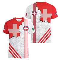 Italy Piedmont Women V-Neck T-Shirt Map With Flag Style - Wonder Print Shop