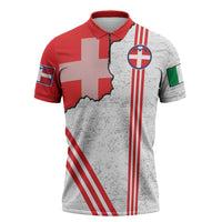 Italy Piedmont Zipper Polo Shirt Map With Flag Style - Wonder Print Shop