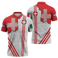 Italy Piedmont Zipper Polo Shirt Map With Flag Style - Wonder Print Shop