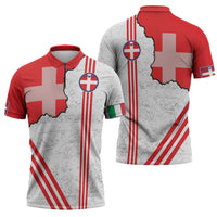 Italy Piedmont Zipper Polo Shirt Map With Flag Style - Wonder Print Shop