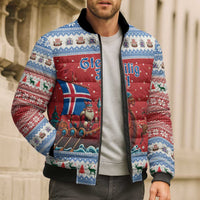 Iceland Viking Santa Christmas Bomber Puffer Jacket Funny Reindeer Norse Xmas - Wonder Print Shop