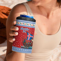 Iceland Viking Santa Christmas 4 in 1 Can Cooler Tumbler Funny Reindeer Norse Xmas - Wonder Print Shop