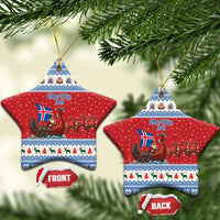 Iceland Viking Santa Christmas Ceramic Ornament Funny Reindeer Norse Xmas - Wonder Print Shop
