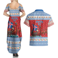 Iceland Viking Santa Christmas Couples Matching Summer Maxi Dress and Hawaiian Shirt Funny Reindeer Norse Xmas - Wonder Print Shop