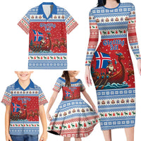 Iceland Viking Santa Christmas Family Matching Long Sleeve Bodycon Dress and Hawaiian Shirt Funny Reindeer Norse Xmas - Wonder Print Shop