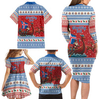 Iceland Viking Santa Christmas Family Matching Long Sleeve Bodycon Dress and Hawaiian Shirt Funny Reindeer Norse Xmas - Wonder Print Shop