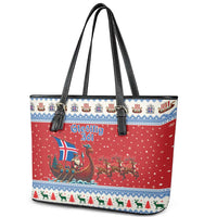 Iceland Viking Santa Christmas Leather Tote Bag Funny Reindeer Norse Xmas - Wonder Print Shop
