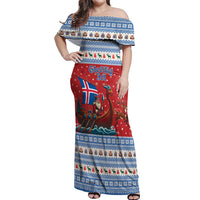 Iceland Viking Santa Christmas Off Shoulder Maxi Dress Funny Reindeer Norse Xmas - Wonder Print Shop