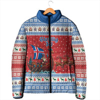 Iceland Viking Santa Christmas Padded Jacket Funny Reindeer Norse Xmas - Wonder Print Shop