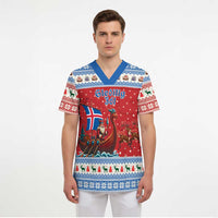 Iceland Viking Santa Christmas Scrub Top Funny Reindeer Norse Xmas - Wonder Print Shop
