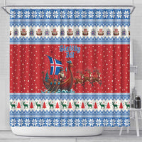 Iceland Viking Santa Christmas Shower Curtain Funny Reindeer Norse Xmas - Wonder Print Shop