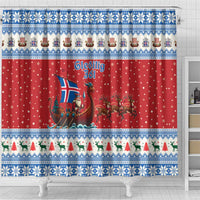 Iceland Viking Santa Christmas Shower Curtain Funny Reindeer Norse Xmas - Wonder Print Shop