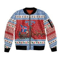 Iceland Viking Santa Christmas Sleeve Zip Bomber Jacket Funny Reindeer Norse Xmas - Wonder Print Shop