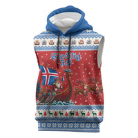 Iceland Viking Santa Christmas Sleeveless Hoodie Funny Reindeer Norse Xmas - Wonder Print Shop