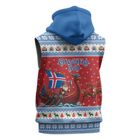 Iceland Viking Santa Christmas Sleeveless Hoodie Funny Reindeer Norse Xmas - Wonder Print Shop