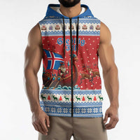 Iceland Viking Santa Christmas Sleeveless Zip Hoodie Funny Reindeer Norse Xmas - Wonder Print Shop