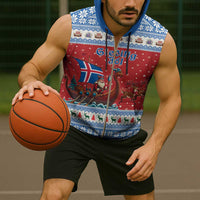 Iceland Viking Santa Christmas Sleeveless Zip Hoodie Funny Reindeer Norse Xmas - Wonder Print Shop