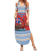 Iceland Viking Santa Christmas Summer Maxi Dress Funny Reindeer Norse Xmas - Wonder Print Shop