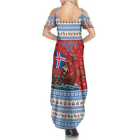 Iceland Viking Santa Christmas Summer Maxi Dress Funny Reindeer Norse Xmas - Wonder Print Shop