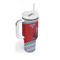 Iceland Viking Santa Christmas Tumbler With Handle Funny Reindeer Norse Xmas - Wonder Print Shop