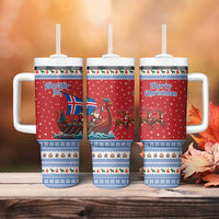 Iceland Viking Santa Christmas Tumbler With Handle Funny Reindeer Norse Xmas - Wonder Print Shop