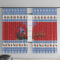 Iceland Viking Santa Christmas Window Curtain Funny Reindeer Norse Xmas - Wonder Print Shop