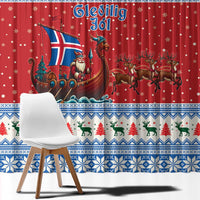 Iceland Viking Santa Christmas Window Curtain Funny Reindeer Norse Xmas - Wonder Print Shop