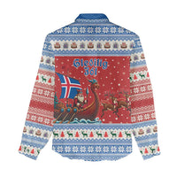 Iceland Viking Santa Christmas Women Casual Shirt Funny Reindeer Norse Xmas - Wonder Print Shop