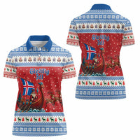 Iceland Viking Santa Christmas Women Polo Shirt Funny Reindeer Norse Xmas - Wonder Print Shop