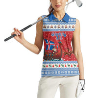 Iceland Viking Santa Christmas Women Sleeveless Polo Shirt Funny Reindeer Norse Xmas - Wonder Print Shop