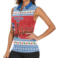 Iceland Viking Santa Christmas Women Sleeveless Polo Shirt Funny Reindeer Norse Xmas - Wonder Print Shop