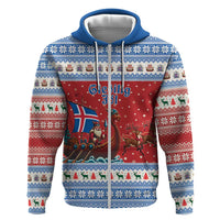 Iceland Viking Santa Christmas Zip Hoodie Funny Reindeer Norse Xmas - Wonder Print Shop