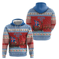 Iceland Viking Santa Christmas Zip Hoodie Funny Reindeer Norse Xmas - Wonder Print Shop