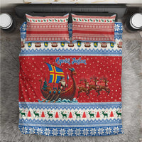 Aland Viking Santa Christmas Bedding Set Funny Reindeer Norse Xmas - Wonder Print Shop