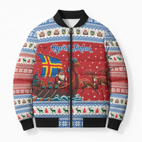 Aland Viking Santa Christmas Bomber Puffer Jacket Funny Reindeer Norse Xmas - Wonder Print Shop