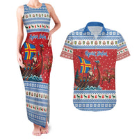 Aland Viking Santa Christmas Couples Matching Tank Maxi Dress and Hawaiian Shirt Funny Reindeer Norse Xmas - Wonder Print Shop