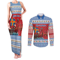 Aland Viking Santa Christmas Couples Matching Tank Maxi Dress and Long Sleeve Button Shirt Funny Reindeer Norse Xmas - Wonder Print Shop