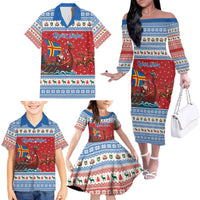 Aland Viking Santa Christmas Family Matching Off The Shoulder Long Sleeve Dress and Hawaiian Shirt Funny Reindeer Norse Xmas - Wonder Print Shop