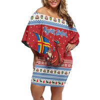 Aland Viking Santa Christmas Family Matching Off Shoulder Short Dress and Hawaiian Shirt Funny Reindeer Norse Xmas - Wonder Print Shop
