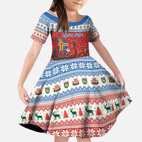 Aland Viking Santa Christmas Kid Short Sleeve Dress Funny Reindeer Norse Xmas - Wonder Print Shop