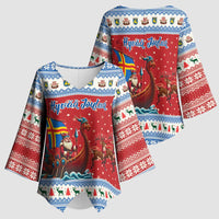Aland Viking Santa Christmas Kimono Sleeve Blouse Funny Reindeer Norse Xmas - Wonder Print Shop