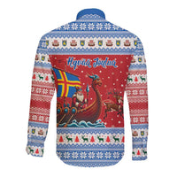Aland Viking Santa Christmas Long Sleeve Button Shirt Funny Reindeer Norse Xmas - Wonder Print Shop