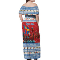 Aland Viking Santa Christmas Off Shoulder Maxi Dress Funny Reindeer Norse Xmas - Wonder Print Shop