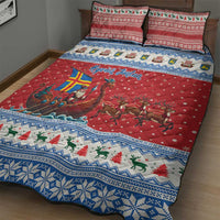 Aland Viking Santa Christmas Quilt Bed Set Funny Reindeer Norse Xmas - Wonder Print Shop