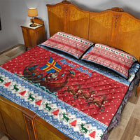 Aland Viking Santa Christmas Quilt Bed Set Funny Reindeer Norse Xmas - Wonder Print Shop