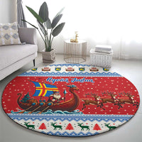 Aland Viking Santa Christmas Round Carpet Funny Reindeer Norse Xmas - Wonder Print Shop