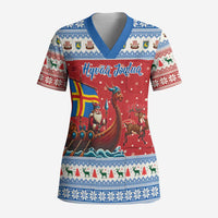 Aland Viking Santa Christmas Scrub Top Funny Reindeer Norse Xmas - Wonder Print Shop