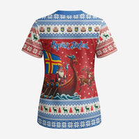 Aland Viking Santa Christmas Scrub Top Funny Reindeer Norse Xmas - Wonder Print Shop